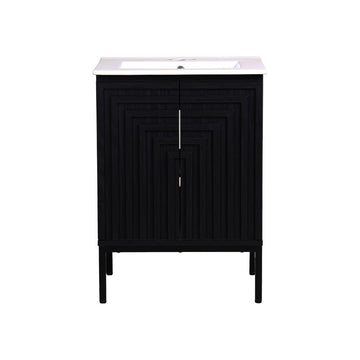 Rowan Geometric Modern Transitional 2-Shelf Bath Vanity Cabinet Only (Sink Basin Not Included)